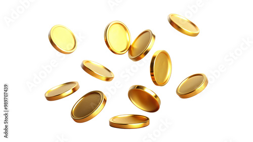 Golden coins of wealth scatter like autumn leaves, a cascading harvest of financial growth