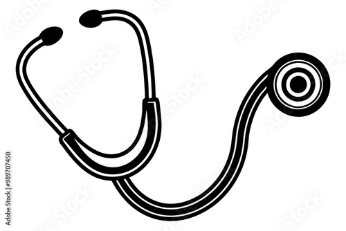 stethoscope silhouette vector, Medical icon stethoscope