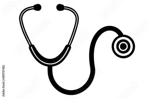 stethoscope silhouette vector, Medical icon stethoscope