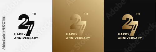 Logo 27th, 27 years anniversary, Creative design template for celebration, greeting, birthday and invitation. Editable file