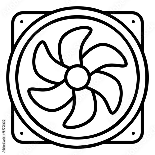 Illustration of Computer Cooling Fan Line Icon