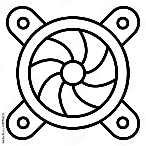 Illustration of Computer Cooling Fan Line Icon