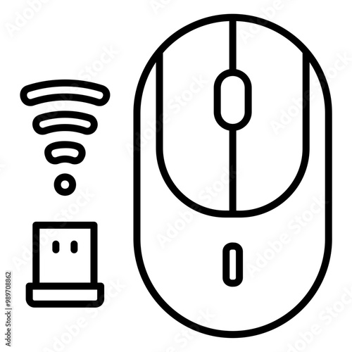 Illustration of WIreless Mouse Line Icon