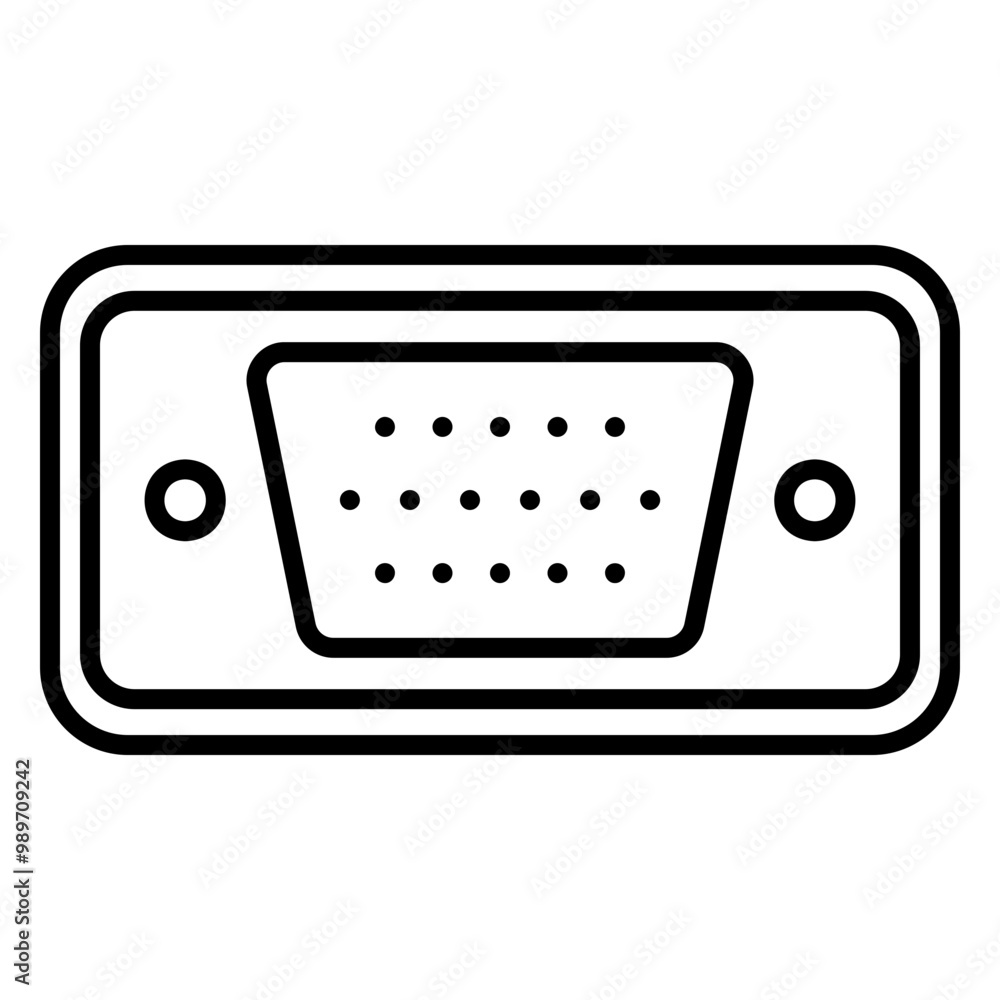Illustration of VGA Female Line Icon Illustration of VGA Female Line Icon