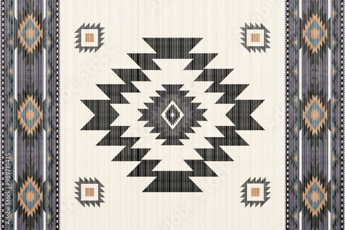 Navajo Native America South Western inspired area rugs ethnic decor style. tribal vector seamless pattern. Indian ornament Boho geometric ornament.folk.orientel. Window .blanket, rug. Woven carpet