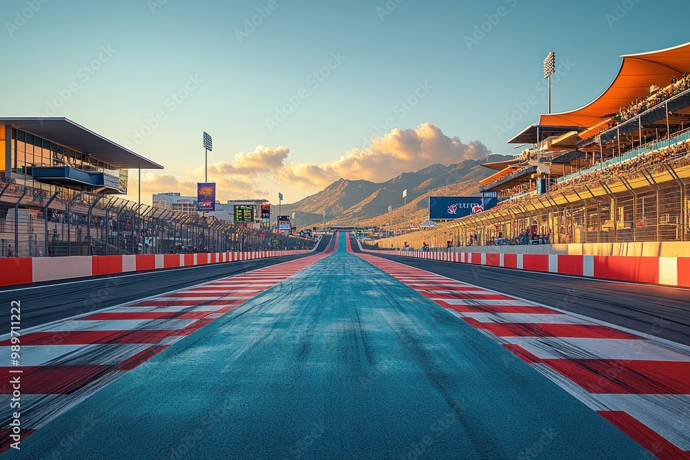 Fototapeta premium Race Track Leading to Mountains