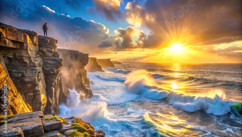 sunset in the mountainssea, beach, ocean, sunset, water, sky, landscape, coast, nature, sunrise, sun, rock, wave, stone, seascape, rocks, waves, clouds, cloud, dusk, travel, beauty, horizon, summer, v photo