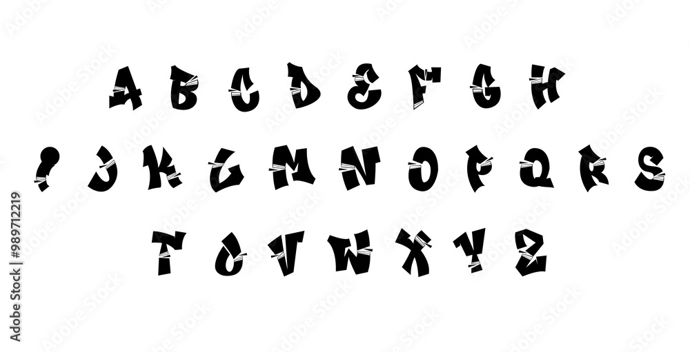 Streetwear Font Alphabet Vector for Urban Designs – Perfect for Apparel, Logos, and Street Fashion-Themed Projects Streetwear Font Alphabet Vector for Urban Designs – Perfect for Apparel, Logos, and Street Fashion-Themed Projects