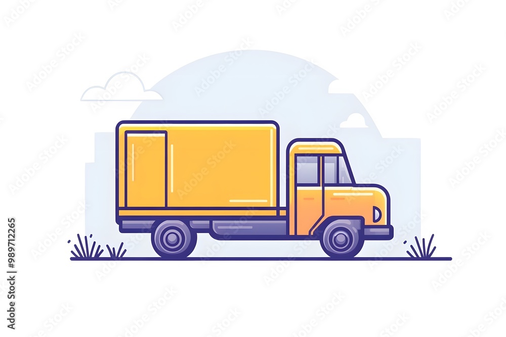 Obraz premium An isolated flat design of a delivery truck, symbolizing logistics and shipping services, using bold lines and clean colors 