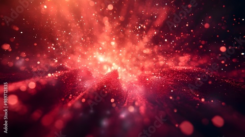 abstract background with red particles and bokeh defocused lights - Generated AI