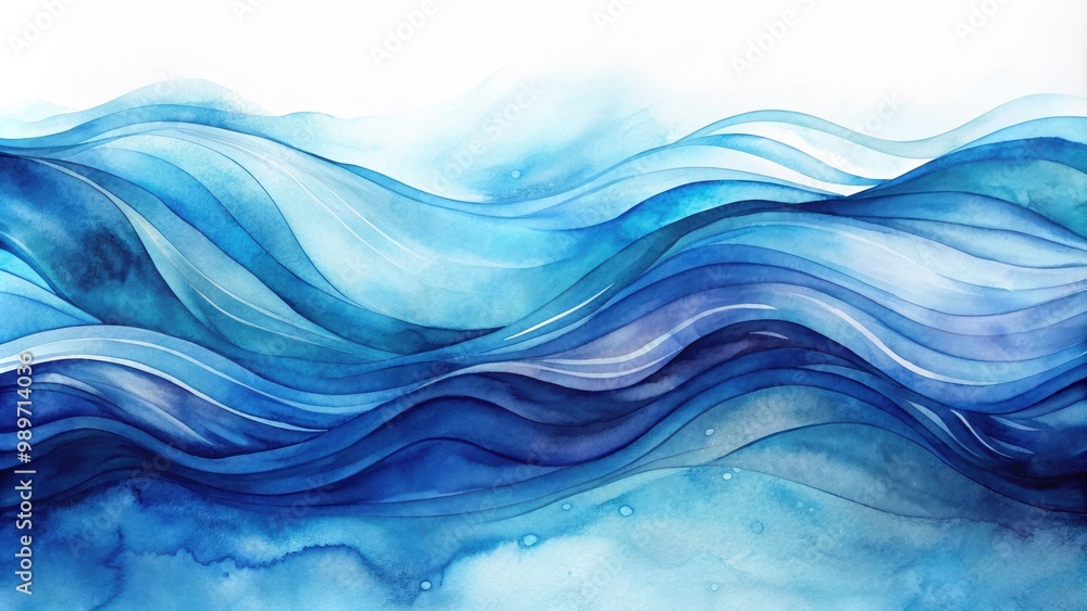 Abstract image of flowing indigo watercolor patterns with a rhythmic and harmonious composition, blue, watercolor, abstract Abstract image of flowing indigo watercolor patterns with a rhythmic and harmonious composition, blue, watercolor, abstract