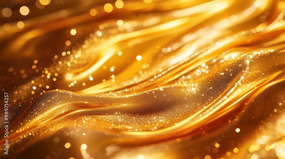 Flowing, glossy liquid gold texture with abstract patterns and high reflections Flowing, glossy liquid gold texture with abstract patterns and high reflections