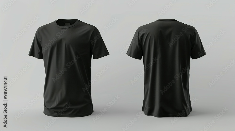 Black T-Shirt Mockup with Front and Back Views Black T-Shirt Mockup with Front and Back Views