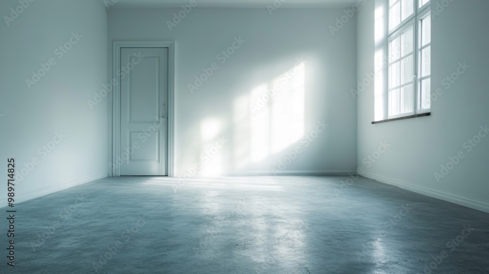 An empty room with soft light illuminating the walls and floor, creating a serene atmosphere perfect for relaxation or creativity An empty room with soft light illuminating the walls and floor, creating a serene atmosphere perfect for relaxation or creativity