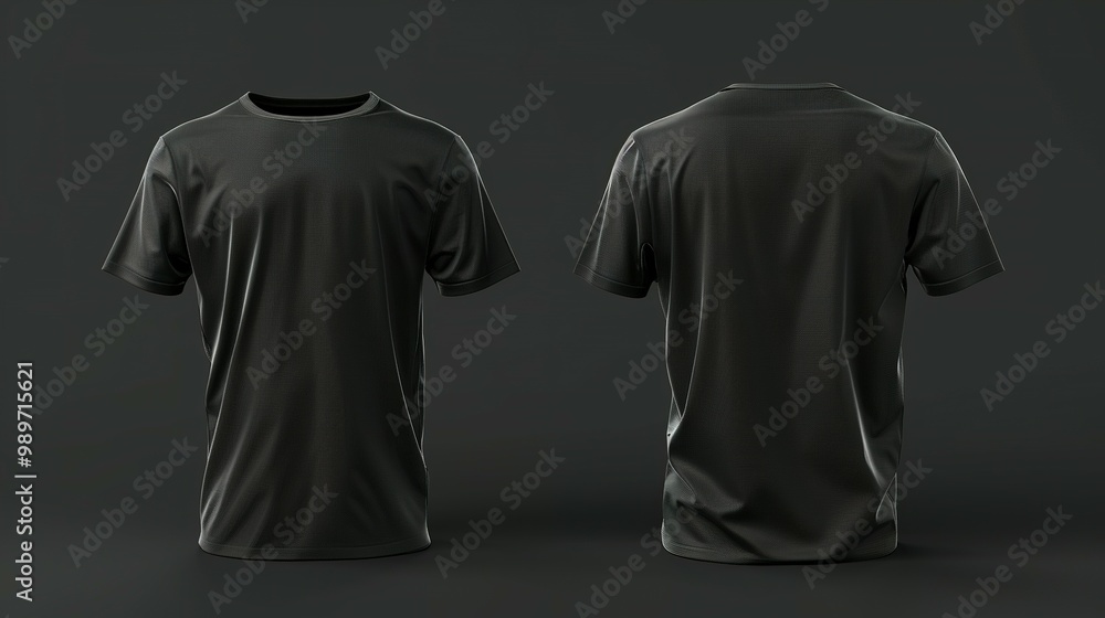 Black Crew Neck T-Shirt Mockup on a Dark Background Black Crew Neck T-Shirt Mockup on a Dark Background