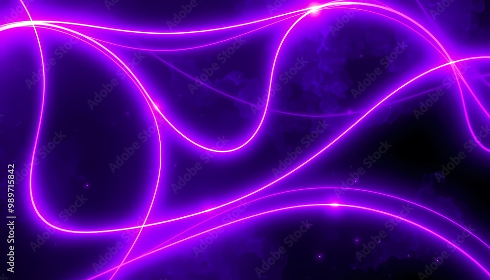 Obraz premium Glowing Neon Curved Lines in Purple and Pink Flowing Through Futuristic Space