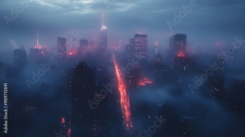 Wallpaper Mural Misty city morning with rising sun calming images captured Torontodigital.ca