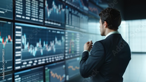 Wallpaper Mural Business professional analyzing stock market data on screens Torontodigital.ca