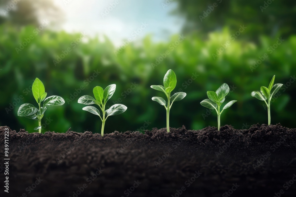 Growing plants in soil, nature background. Growing plants in soil, nature background.