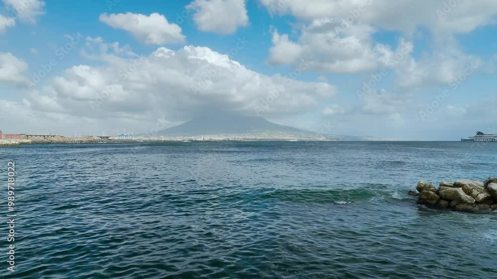 Naples Seafront from a drone, Campania, Italy, Europe Naples Seafront from a drone, Campania, Italy, Europe