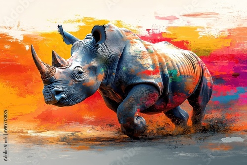 Rhino Running in the Wild photo