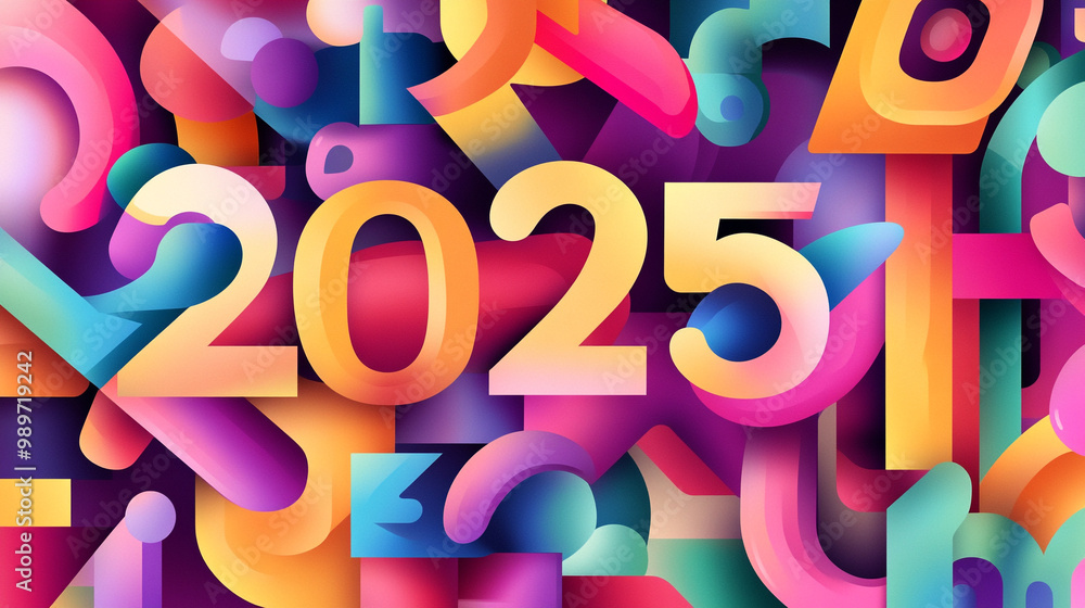 A vibrant abstract design featuring the year A vibrant abstract design featuring the year