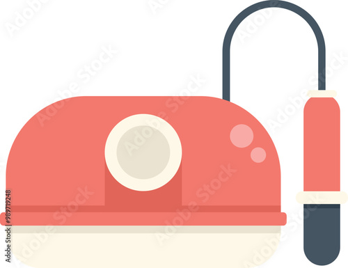 Illustration of a modern electric lint remover cleaning fabric using static charge, isolated on white background