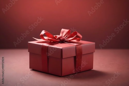 red gift box with red ribbon and bow in a isolated background