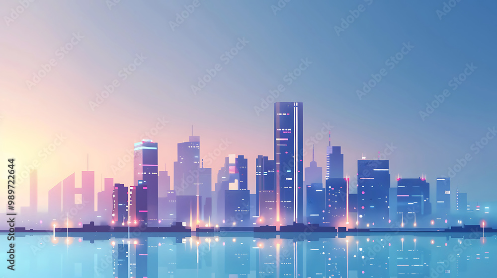 Fototapeta premium city skyline illustration