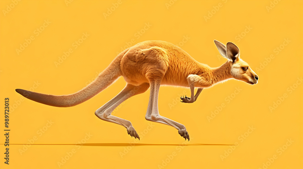 Fototapeta premium Kangaroo Leaping with Copy Space, a Symbol of Australian Wildlife