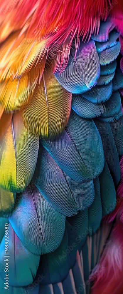 Obraz premium Extreme close-up of colorful bird feathers