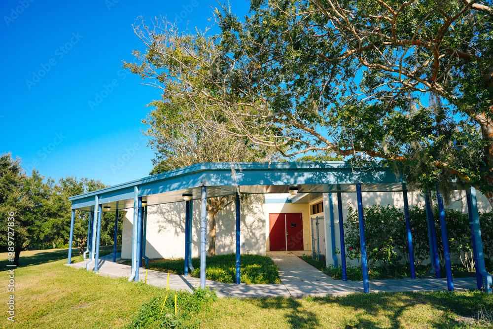Tarpon Springs, Florida, USA: 09 22 2024: The landscape of St Petersburg College at Tarpon Springs. Tarpon Springs, Florida, USA: 09 22 2024: The landscape of St Petersburg College at Tarpon Springs.