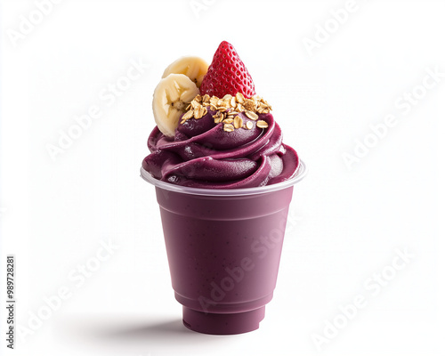 acai cream with banana slices strawberry