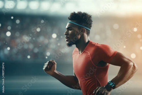 Precision in Motion: A Professional Athlete's Journey of Performance Tracking and Triumph Amidst a Crowd of Supporters photo