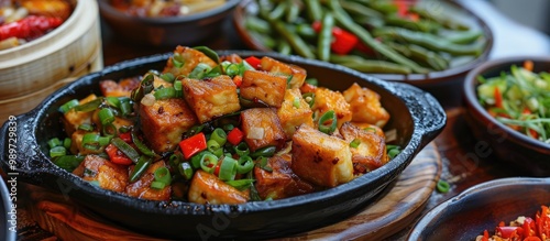 Sichuan Food Cina Chinese Meat Pie Xian Bing Panfried Tofu And Peppers Green Beans With Walnuts