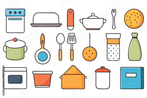 A comprehensive collection of kitchen tools silhouette vectors, perfect for culinary-themed projects. High-quality designs include essential cookware and utensils for cooking and kitchen decor.