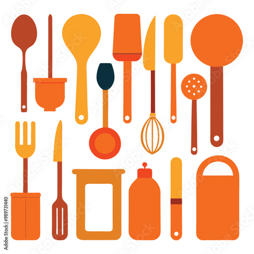 A comprehensive collection of kitchen tools silhouette vectors, perfect for culinary-themed projects. High-quality designs include essential cookware and utensils for cooking and kitchen decor.