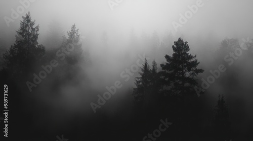 Mysterious Fog Enveloped Forest