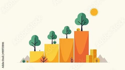 Sustainable Business Growth Concept: Eco-friendly Corporate Expansion Strategies Illustrated for Long-term Success