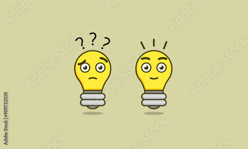 Light bulb. Lamp cartoon illustration full of ideas. Thinking cartoon animation