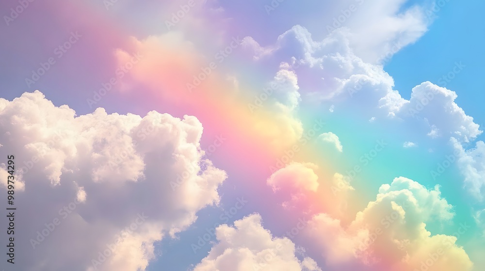 53. A dreamy scene of clouds and rainbows with soft colors 53. A dreamy scene of clouds and rainbows with soft colors