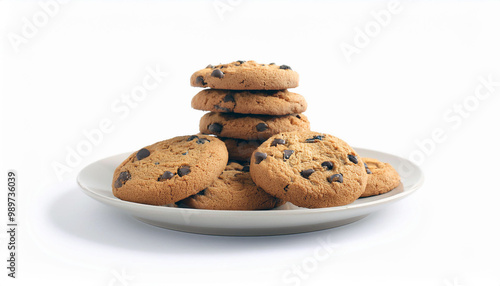 Delicious Chocolate Chip Cookies on a White Plate