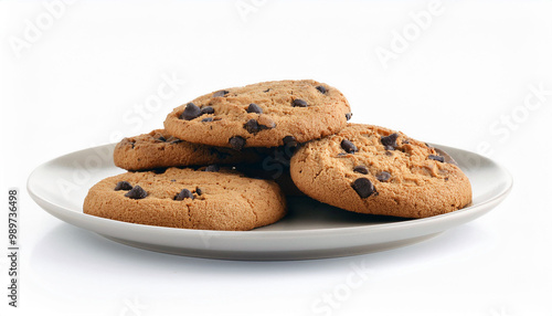 Close-up of Chocolate Chip Cookies on a Plate