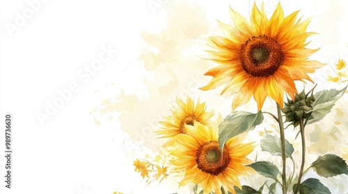 A vibrant illustration of sunflowers against a soft background.