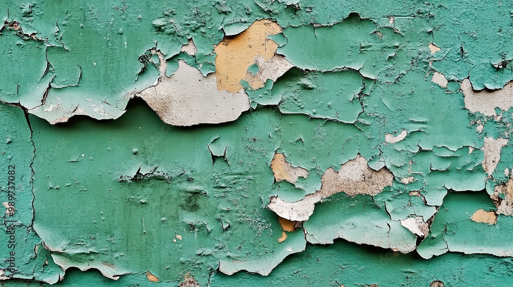 Abstract background with a texture green old wall, featuring layers of peeling paint Abstract background with a texture green old wall, featuring layers of peeling paint