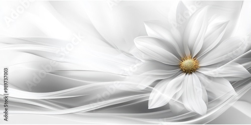 A serene white flower with flowing abstract lines, evoking calmness and elegance.
