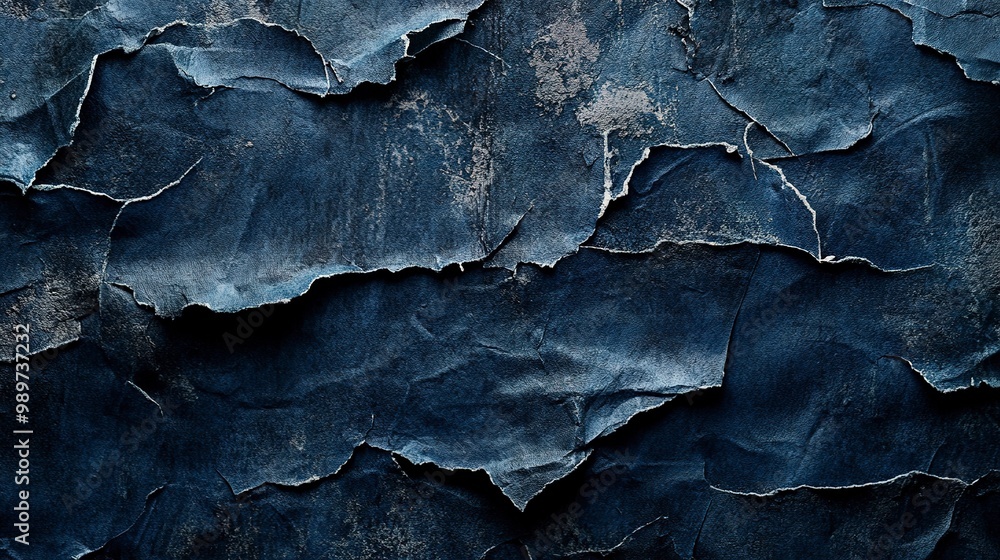 A worn poster surface with ripped navy blue paper, revealing the jagged and uneven layers underneath. The texture is gritty, with peeling corners and dirt marks creating an old, urban vibe. A worn poster surface with ripped navy blue paper, revealing the jagged and uneven layers underneath. The texture is gritty, with peeling corners and dirt marks creating an old, urban vibe.