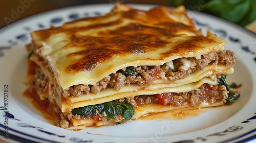 Savory Italian Lasagna with Ground Beef and Spinach