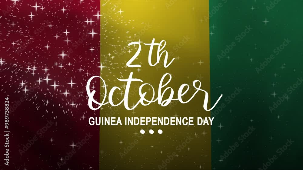 Guinea Independence Day Text Animation with Guinea Flag Background. Celebrate Happy Guinea Independence Day on 2th October. Great for celebrating Happy Guinea Independence Day. Guinea Independence Day Text Animation with Guinea Flag Background. Celebrate Happy Guinea Independence Day on 2th October. Great for celebrating Happy Guinea Independence Day.