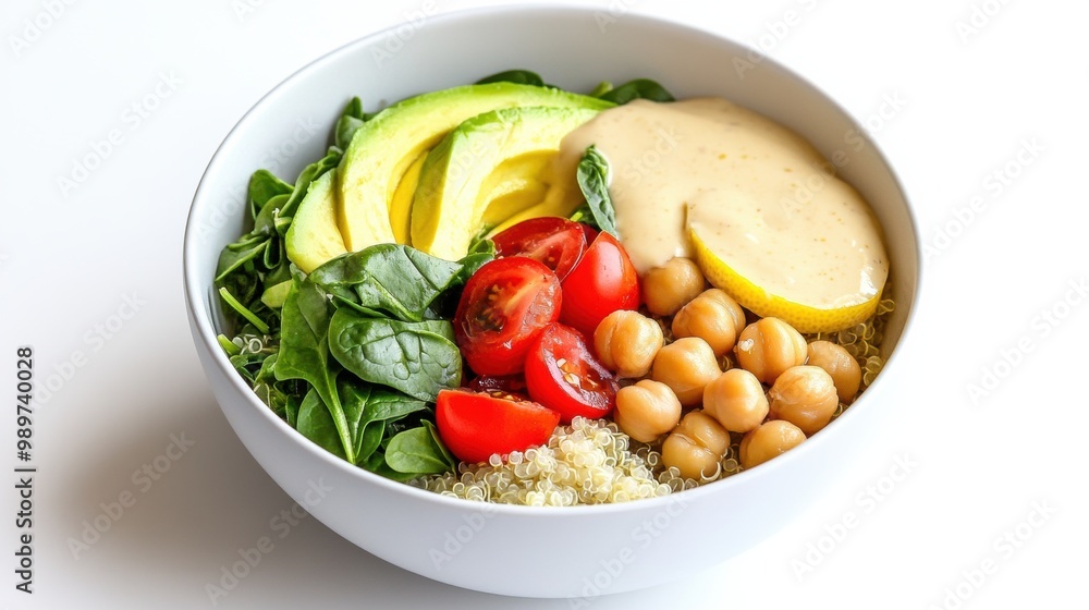 Fresh Vegan Buddha Bowl with Avocado and Chickpeas Fresh Vegan Buddha Bowl with Avocado and Chickpeas